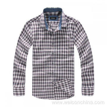 Men's Long Sleeved Light Checkered Pure Cotton Shirt